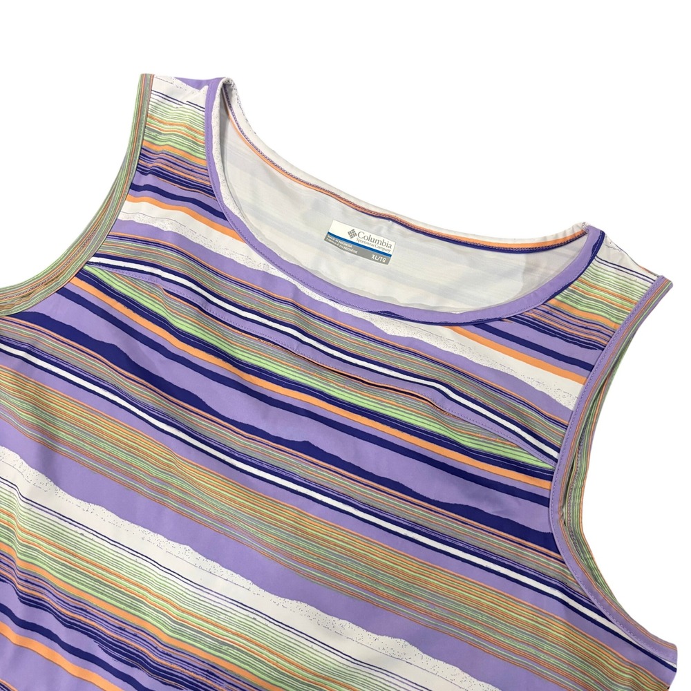 COLUMBIA Chill River Tank Women XL Multicolor Striped Omni Freeze Stretch NEW